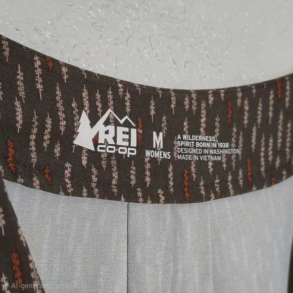 REI Co-op Green Print Casual Dress | V-Neck, Drawstring Waist | Size M - Picture 2 of 9